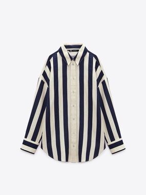 Zara striped linen blend oversized shirt